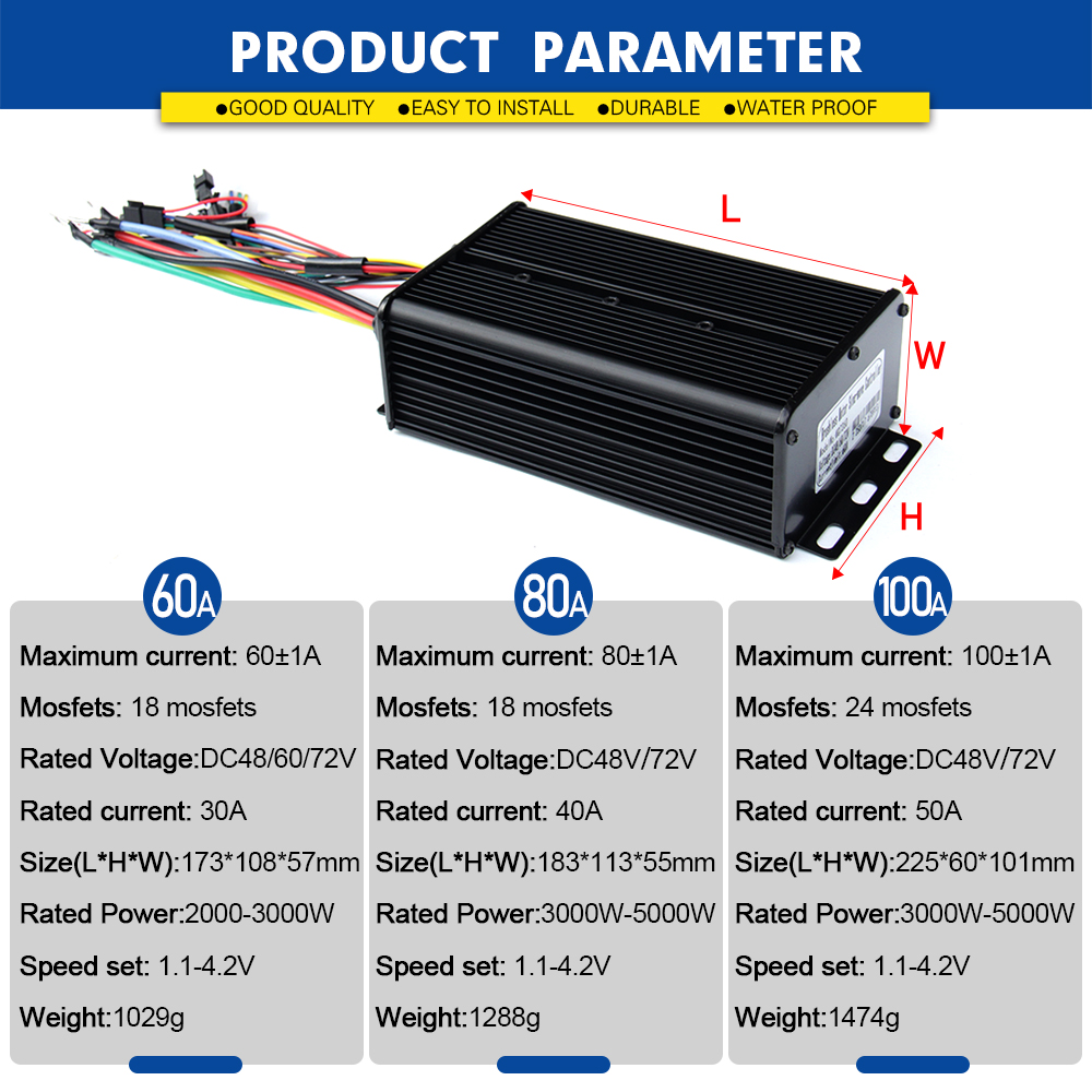 2000W-5000W 48V-72V E-Bike 3-m - Sine Wave Controller 48V 72V 80A 评论和价格