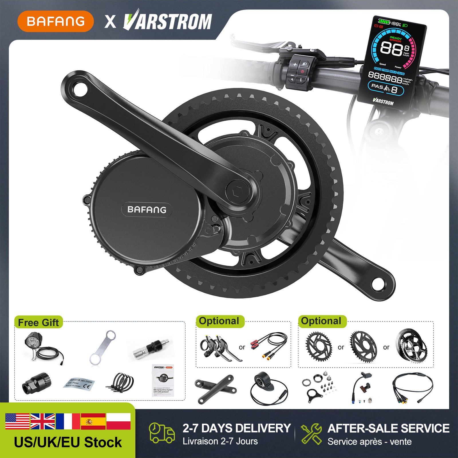 [US Stock] BAFANG 48V 500W 750 - Mid Drive Motor Kit 52V 1000W 评论和价格